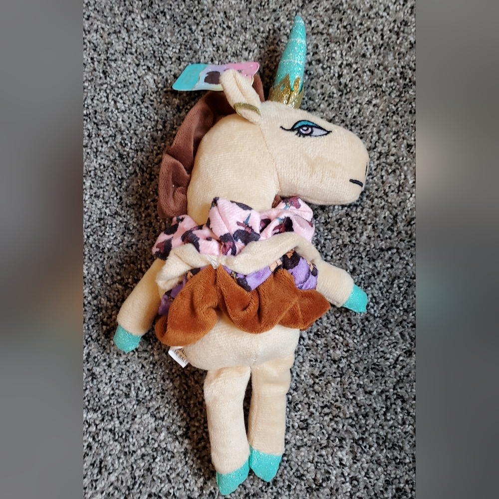 NWT Afro Unicorn Cute Plush And Scrunchie Set